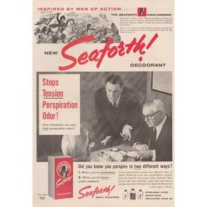 1960 Seaforth Deodorant Vintage Print Ad Men's Grooming Mid Century Office Decor